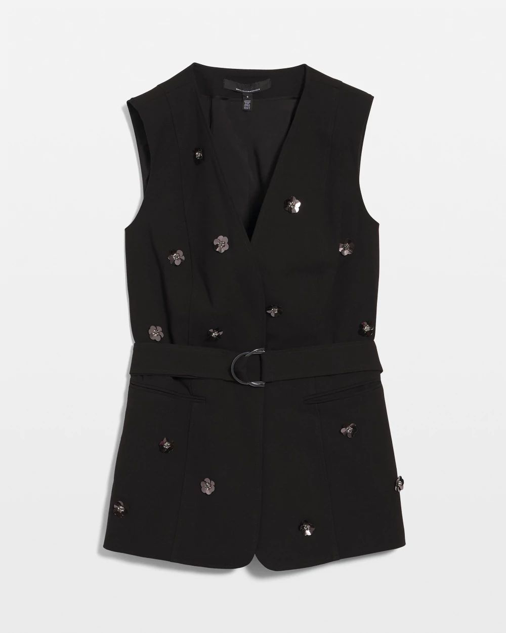 Embellished Crepe Vest