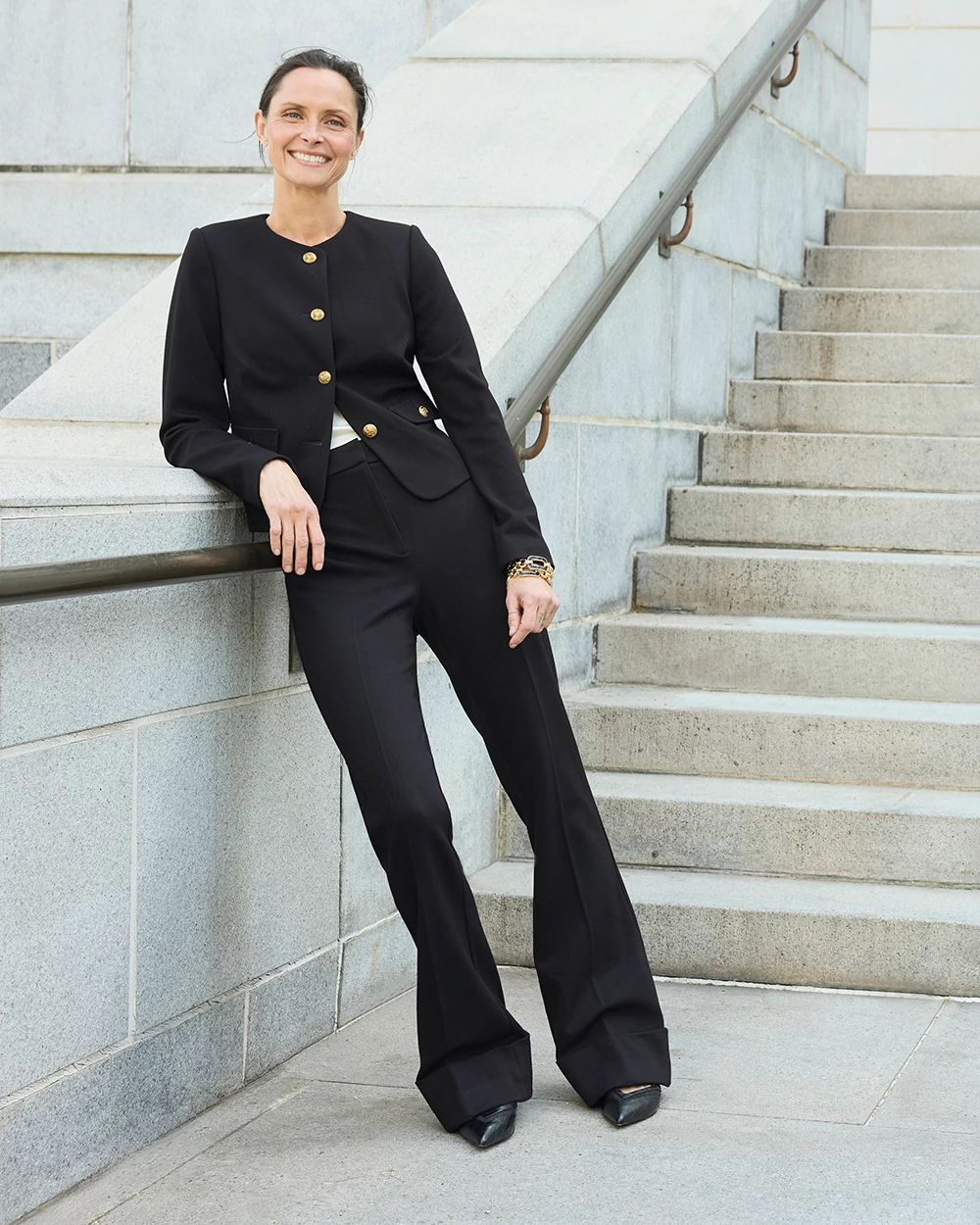 Button Detail High-Rise Piper Flare Pant