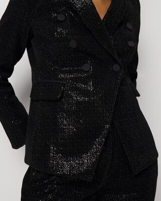 Petite Sequin Velvet Double Breasted Blazer click to view larger image.