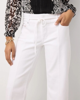 Petite Braided Belt High Rise Wide Leg Crop Jean click to view larger image.