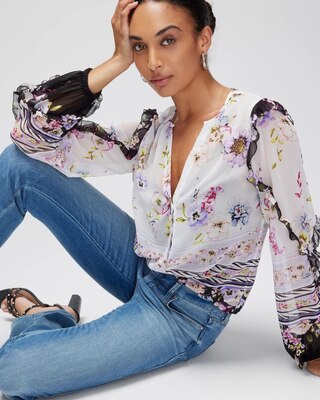 Ruffle-Sleeve Blouse