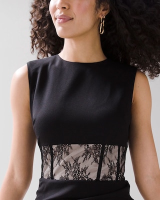 Sleeveless Lace-Waist Sheath Dress