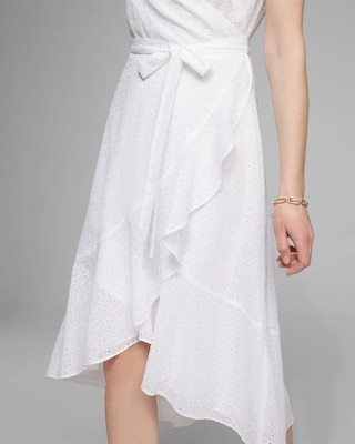 Outlet WHBM Sleeveless Eyelet Wrap Dress click to view larger image.