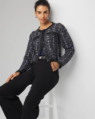 Cropped Tweed Sweater Jacket click to view larger image.
