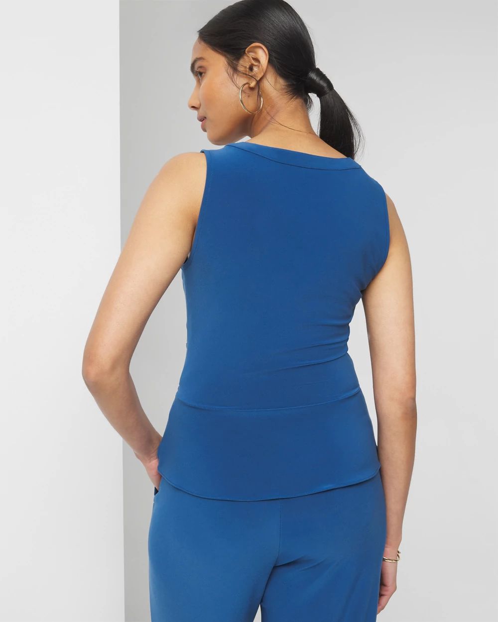 Matte Jersey Ladder Trim Peplum Top