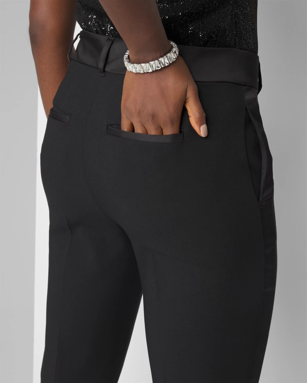 Petite High-Rise Straight Tuxedo Luxe Stretch Pant