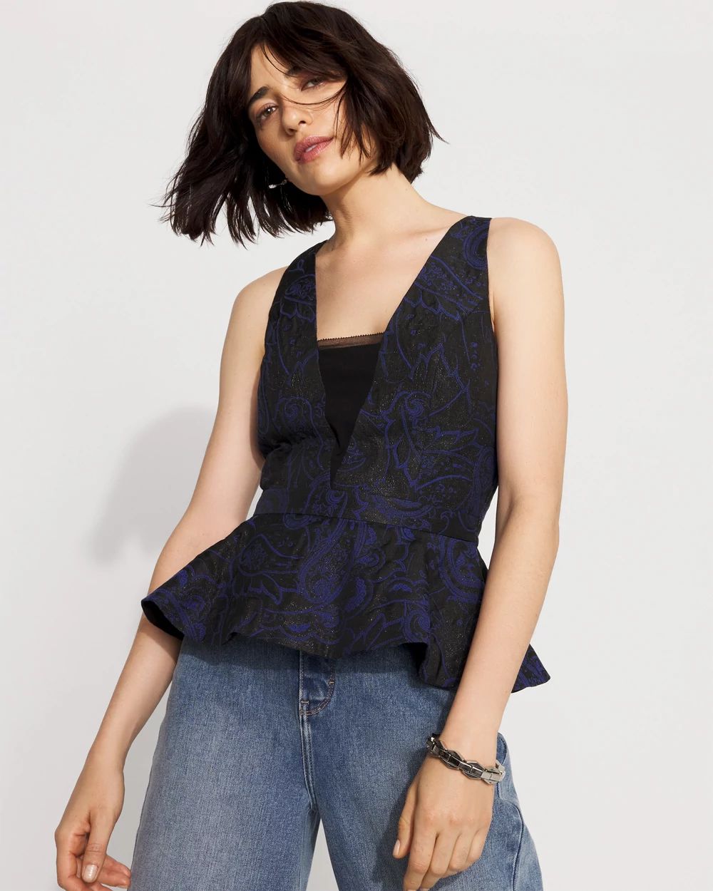 Petite Jacquard Peplum Bustier