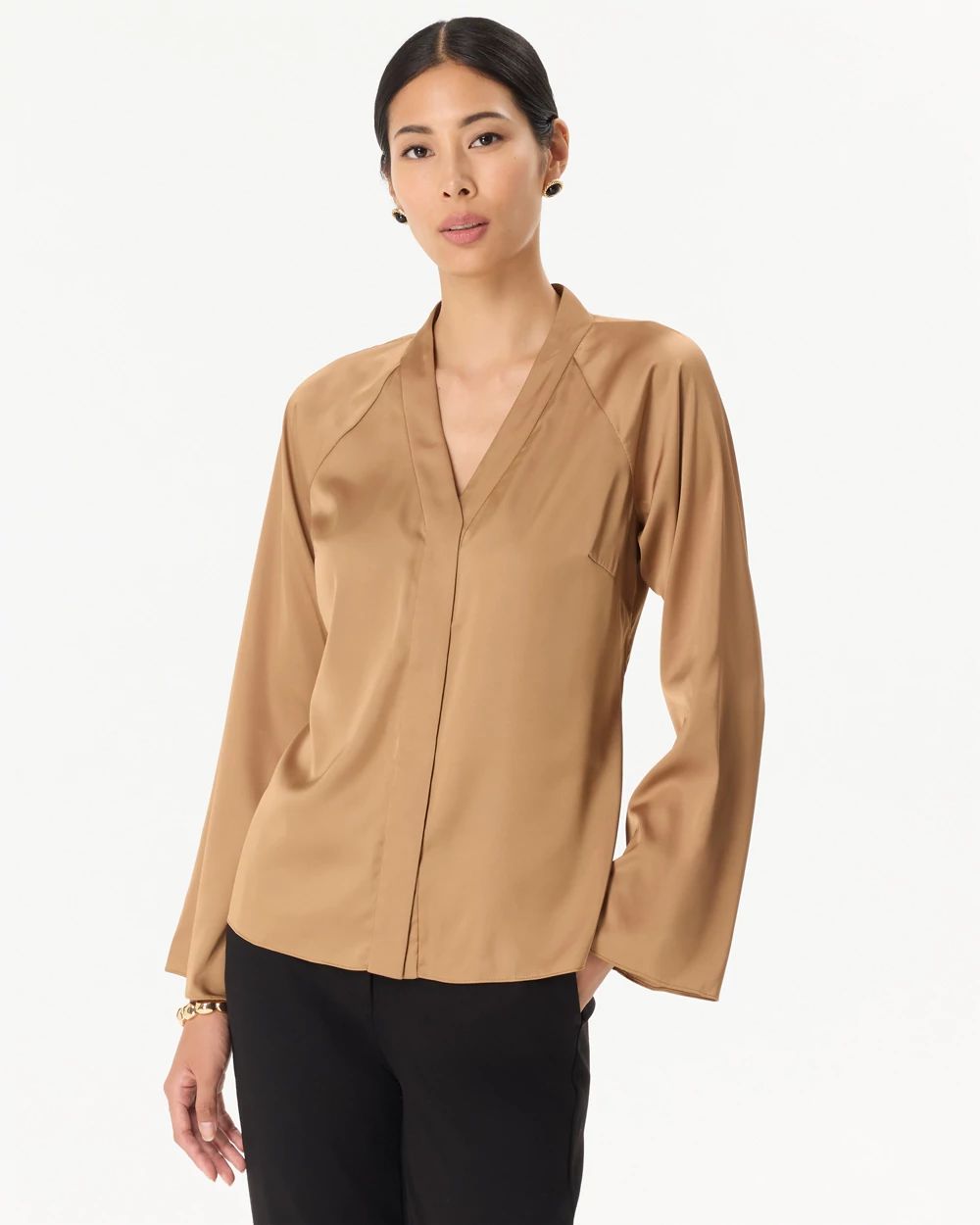 Raglan Sleeve Satin Shirt