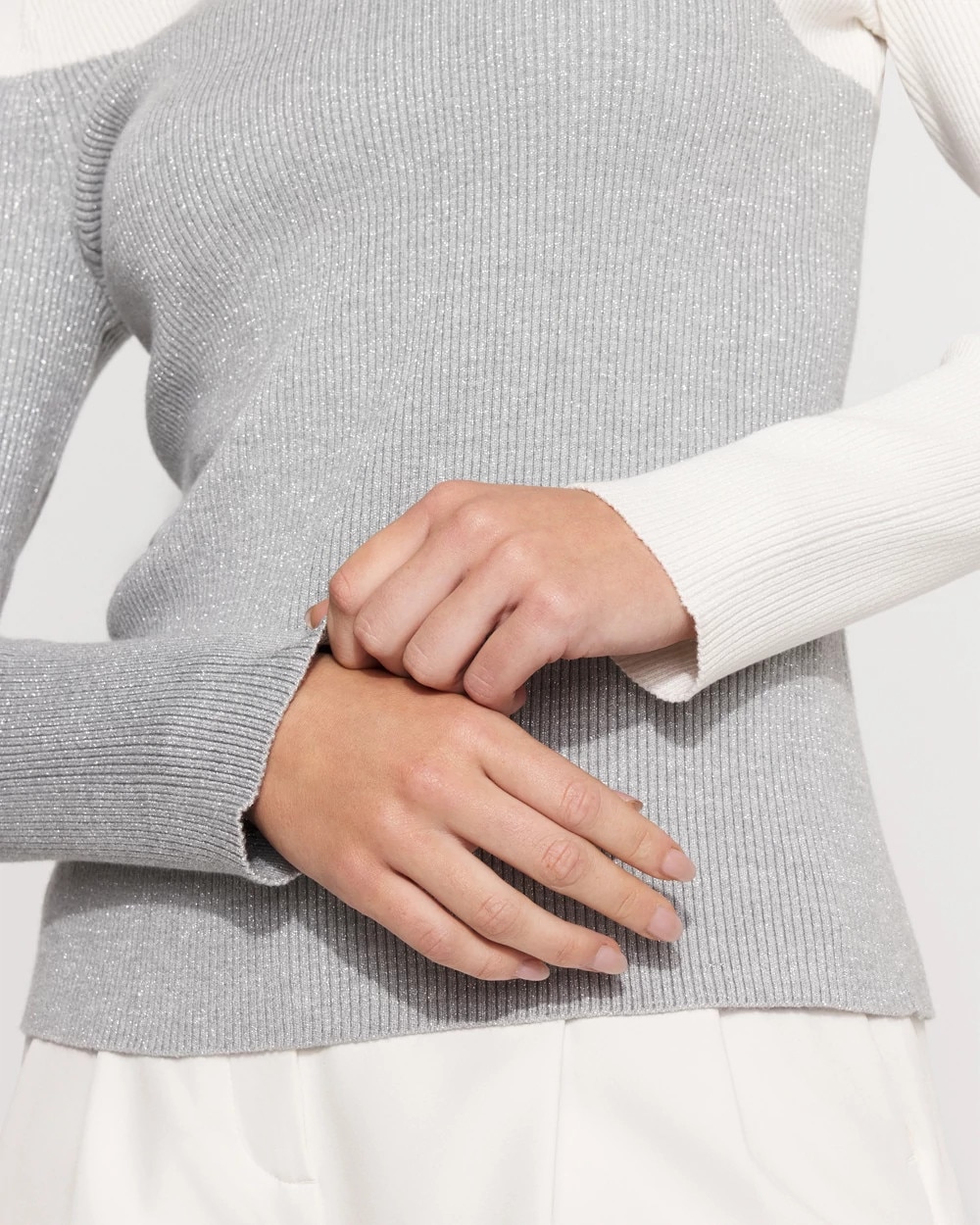 Shimmer Colorblock Pullover Sweater - image 3