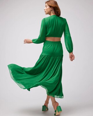 Long-Sleeve Cutout Maxi Dress