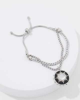 Silver Onyx Charm Bracelet click to view larger image.