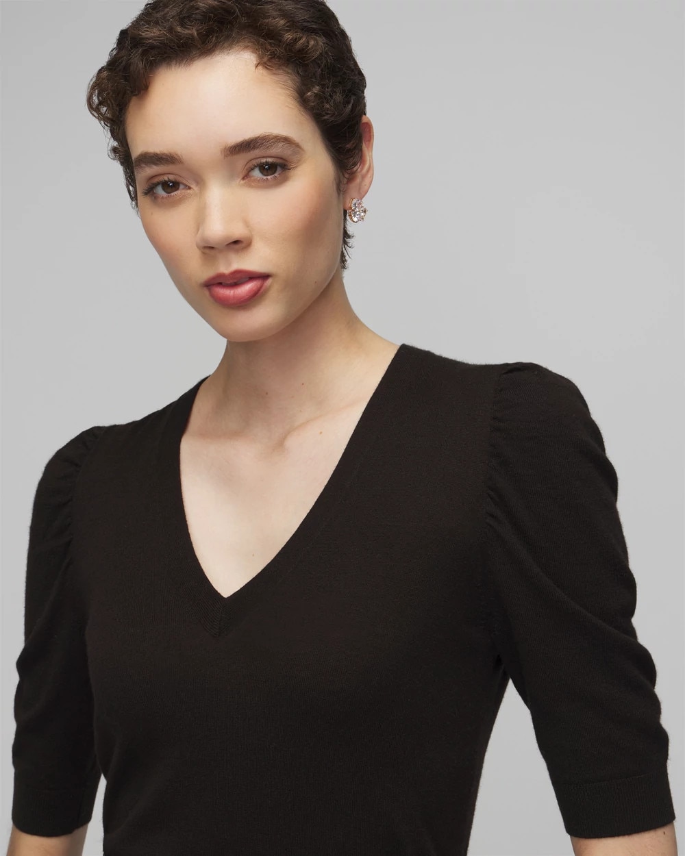 Cashmere Blend Puff Sleeve Sweater