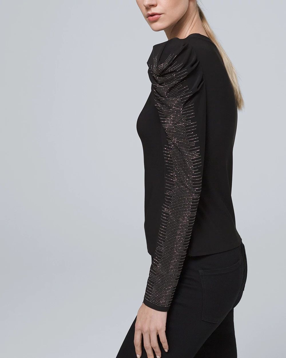 Studded Puff-Sleeve Top