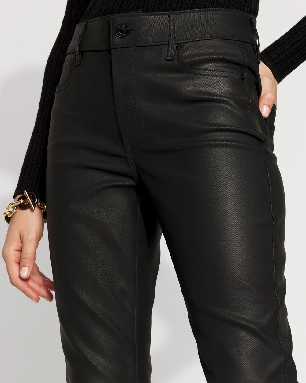 Petite High-Rise Coated Micro Bootcut Jean