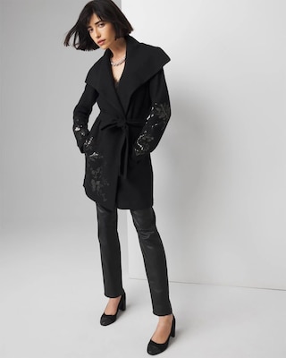 Embellished Sweater Coat
