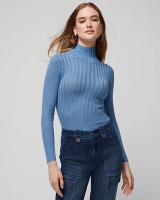 Long Sleeve Cashmere Blend Mockneck