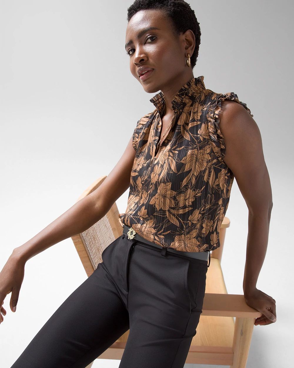 Sleeveless Ruffle Shell