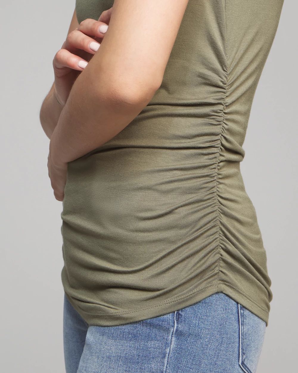 Outlet WHBM Cap Sleeve Side Ruched Tee