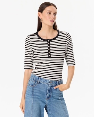 Elbow Sleeve Henley Top