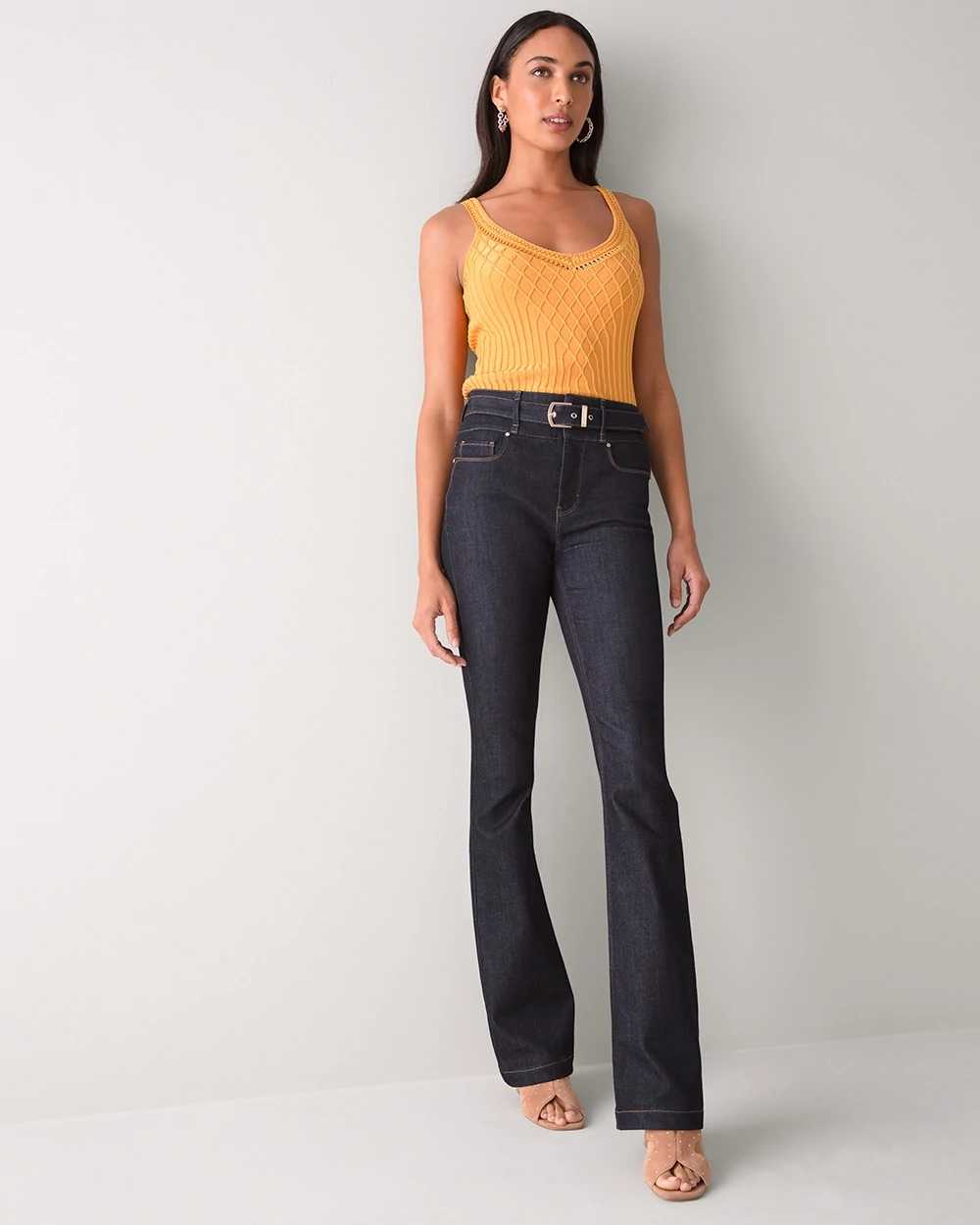 Petite High-Rise Sculpt Skinny Flare Jeans click to view larger image.