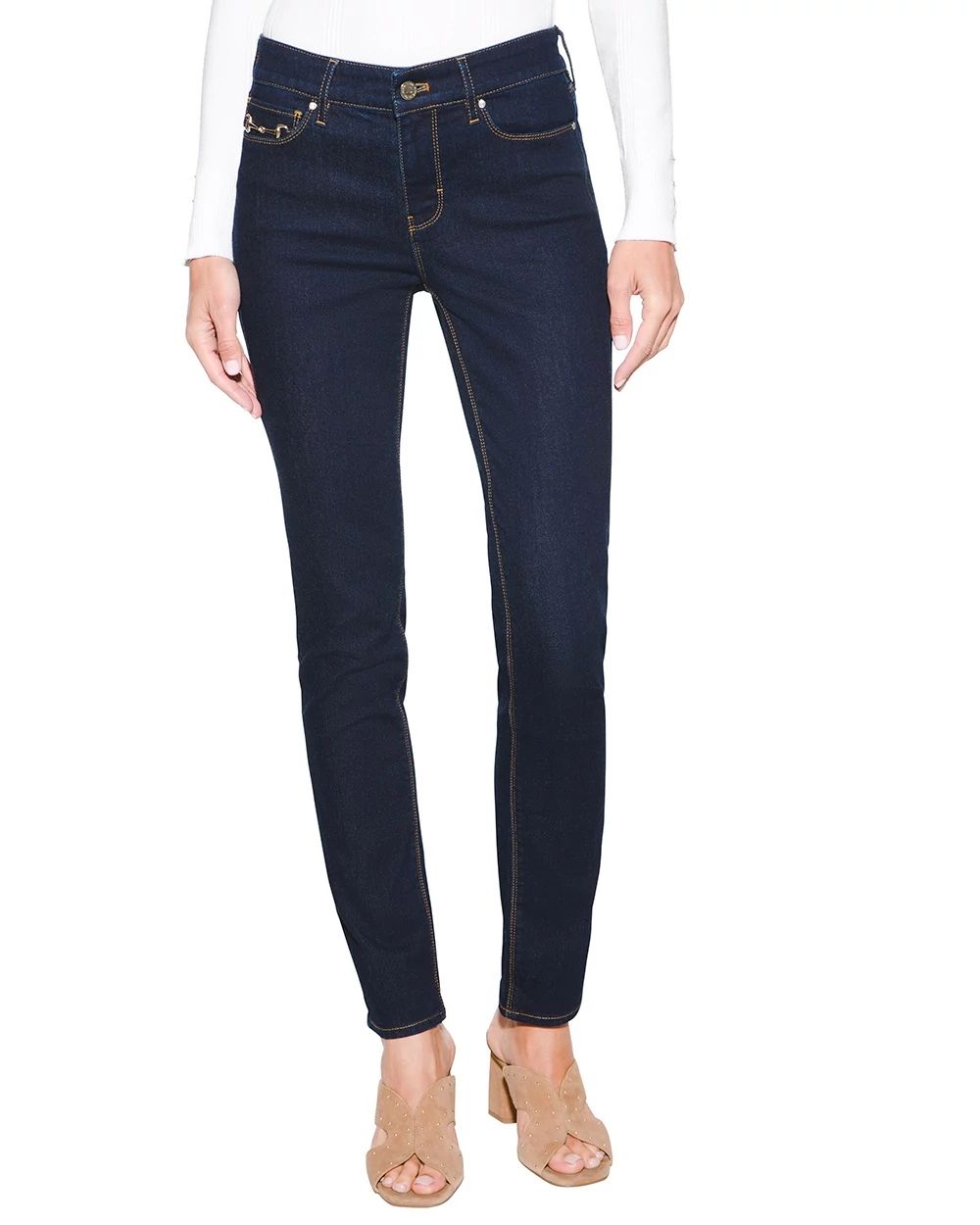 Outlet WHBM Horsebit Mid-Rise Slim Ankle Jeans