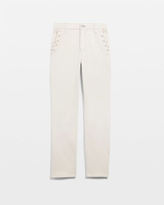 High-Rise Grommet Slim Crop Jeans