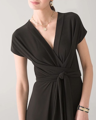 Button-Front Midi Wrap Dress click to view larger image.