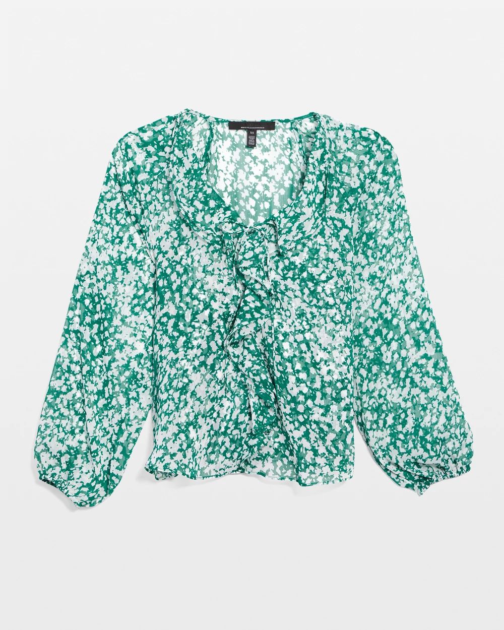 Printed Ruffle Front Blouse