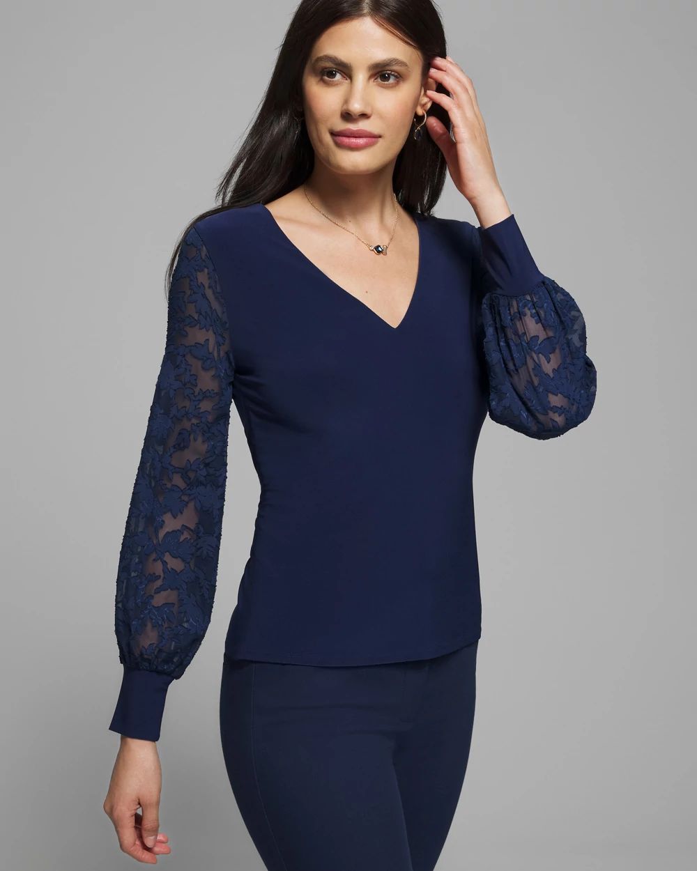 Outlet WHBM Long Sleeve V-Neck Top