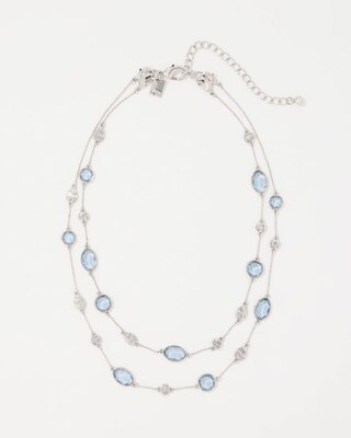 Denim Blue Glass Stone Convertible Necklace