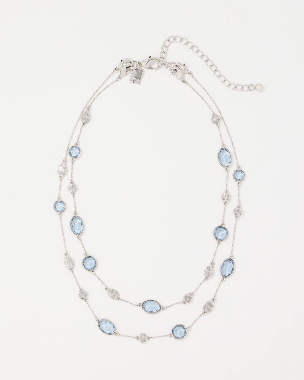 Denim Blue Glass Stone Convertible Necklace
