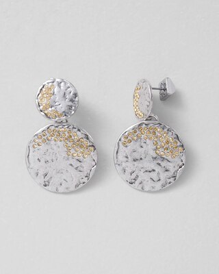 Silver Coin Pavé Earrings