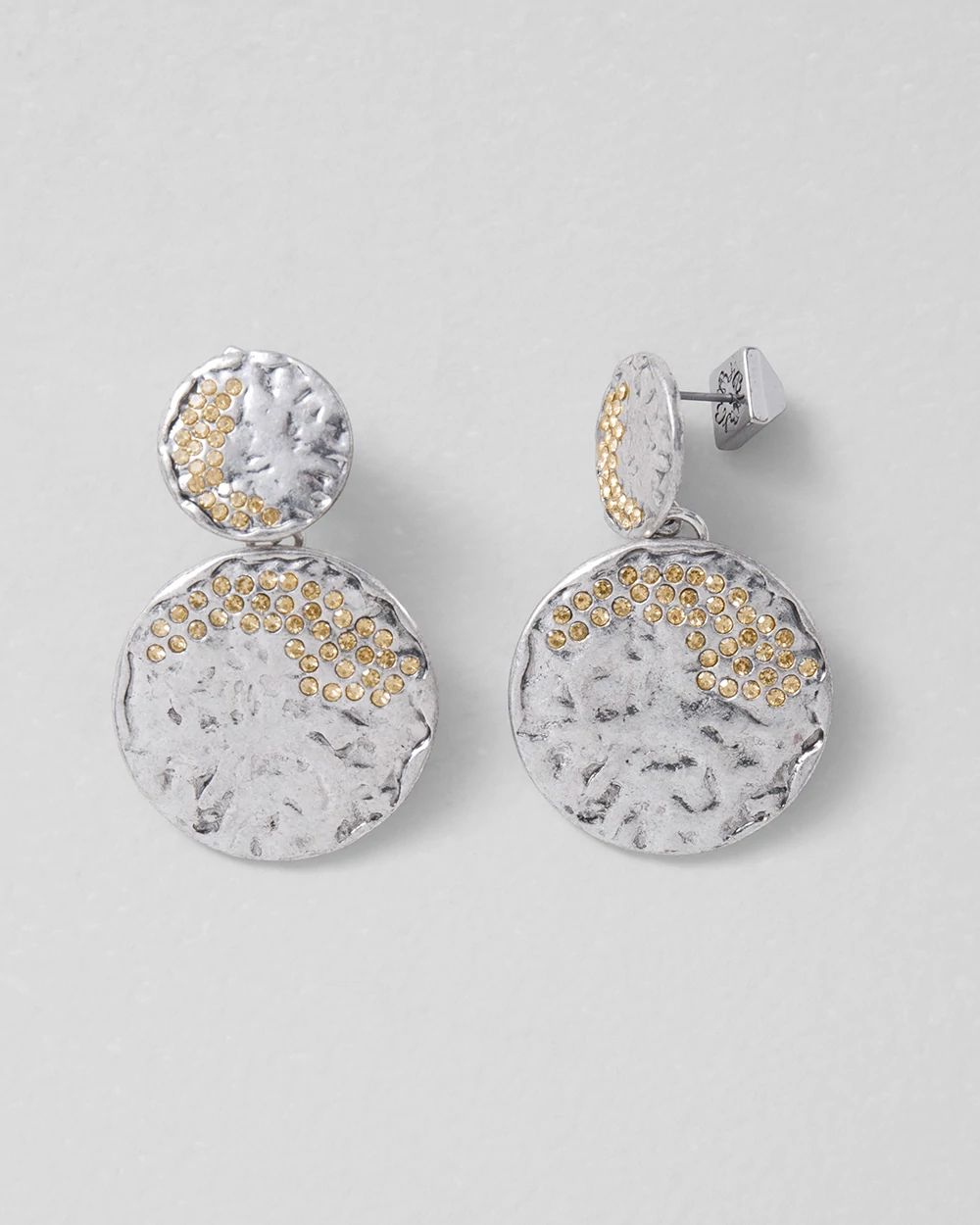 Silver Coin Pavé Earrings