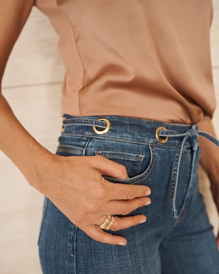 Grommet High Rise Wide Leg Crop Jean