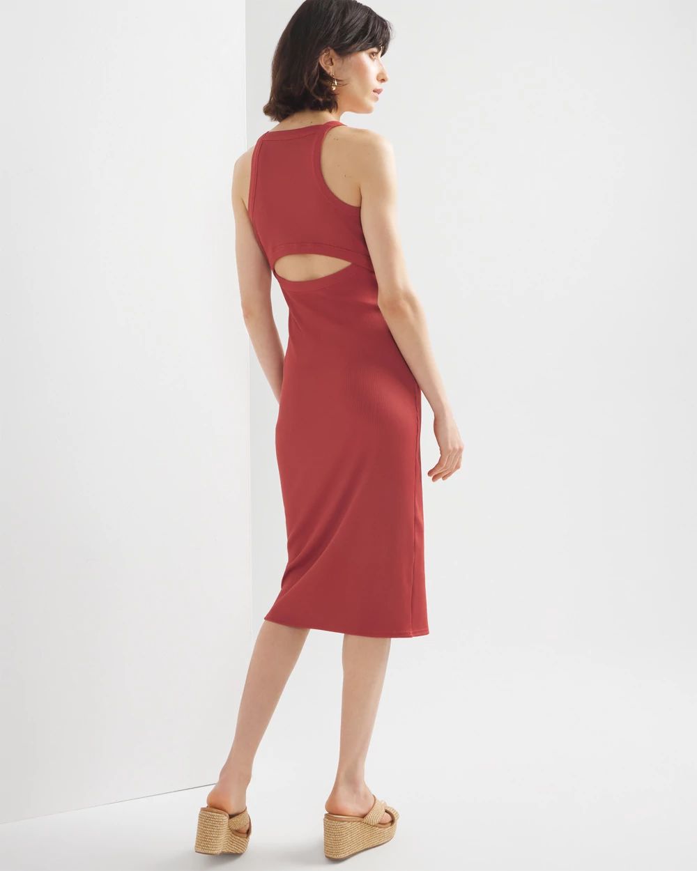 WHBM® FORME Rib Cutout Midi Dress