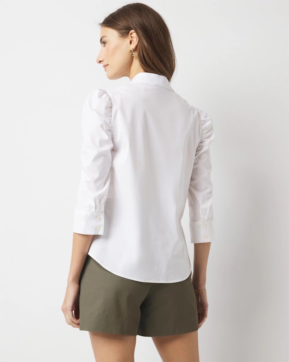 Ruched Sleeve Poplin Blouse