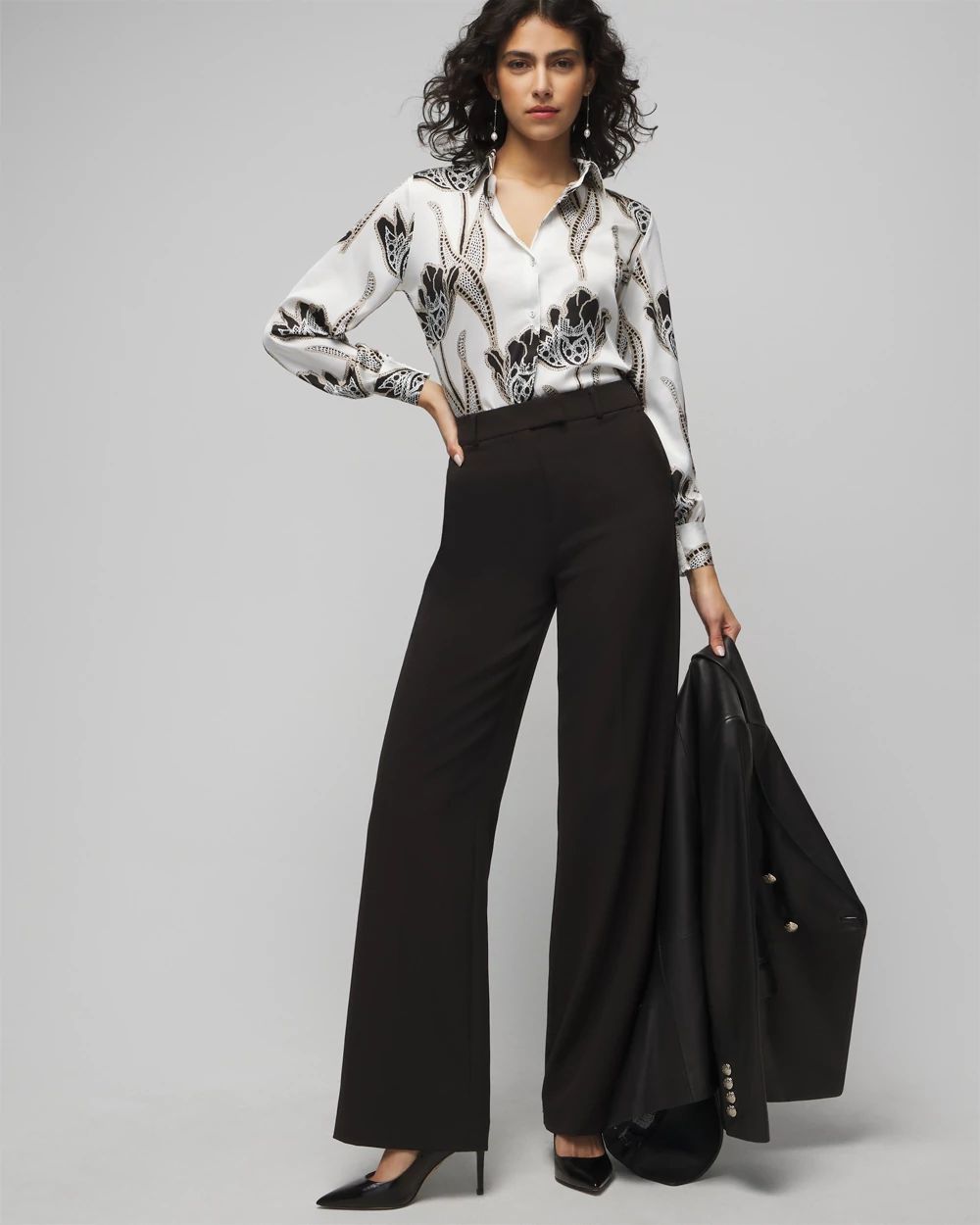 Long Sleeve Cuff Satin Shirt
