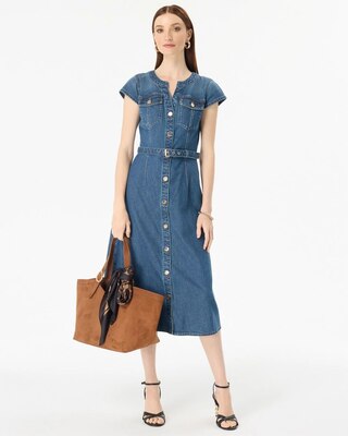 Denim Midi Shirt Dress click to view larger image.