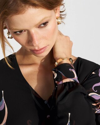 Long-Sleeve Button-Up Blouse click to view larger image.