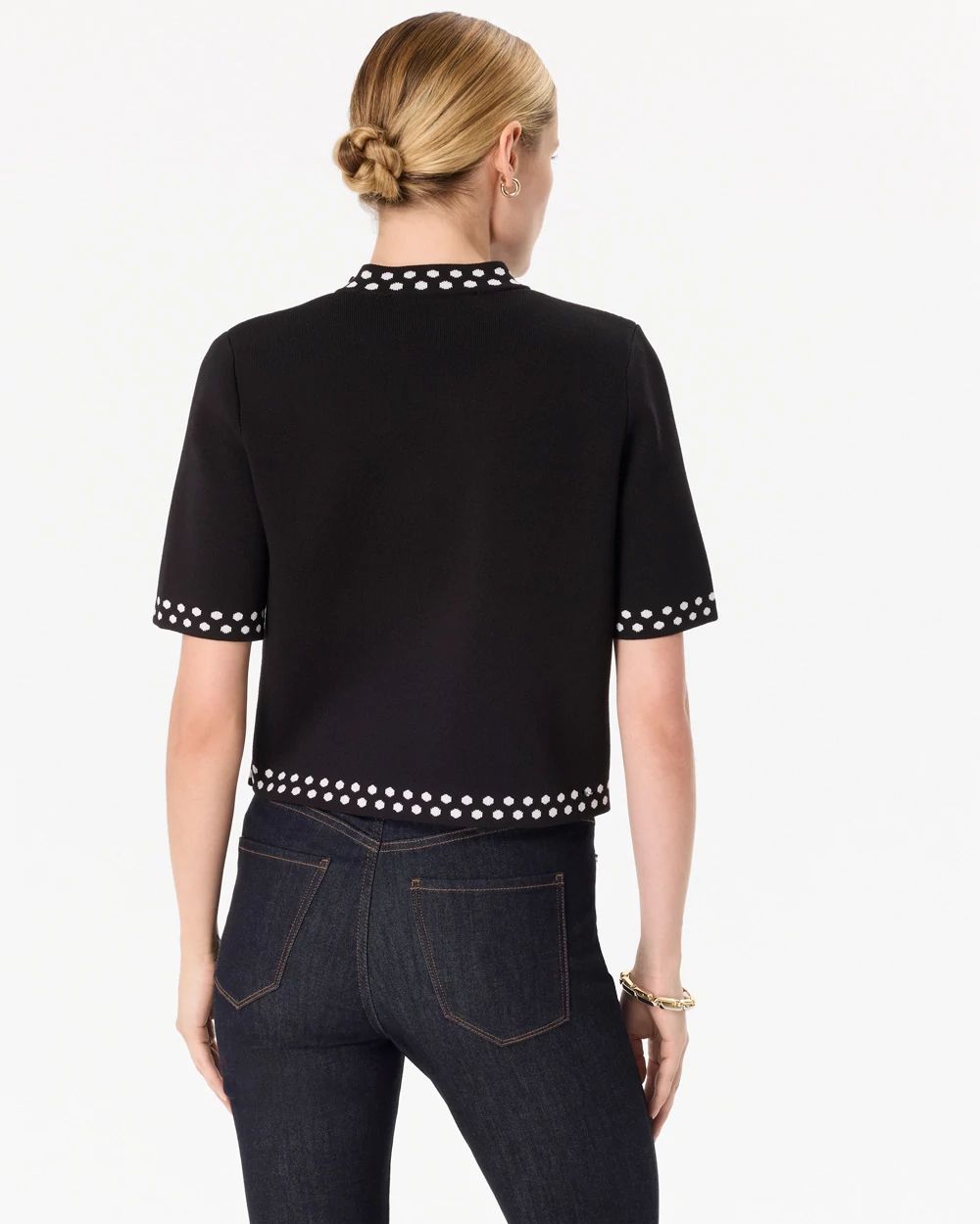 Short Sleeve Knit Cardigan click to view larger image.