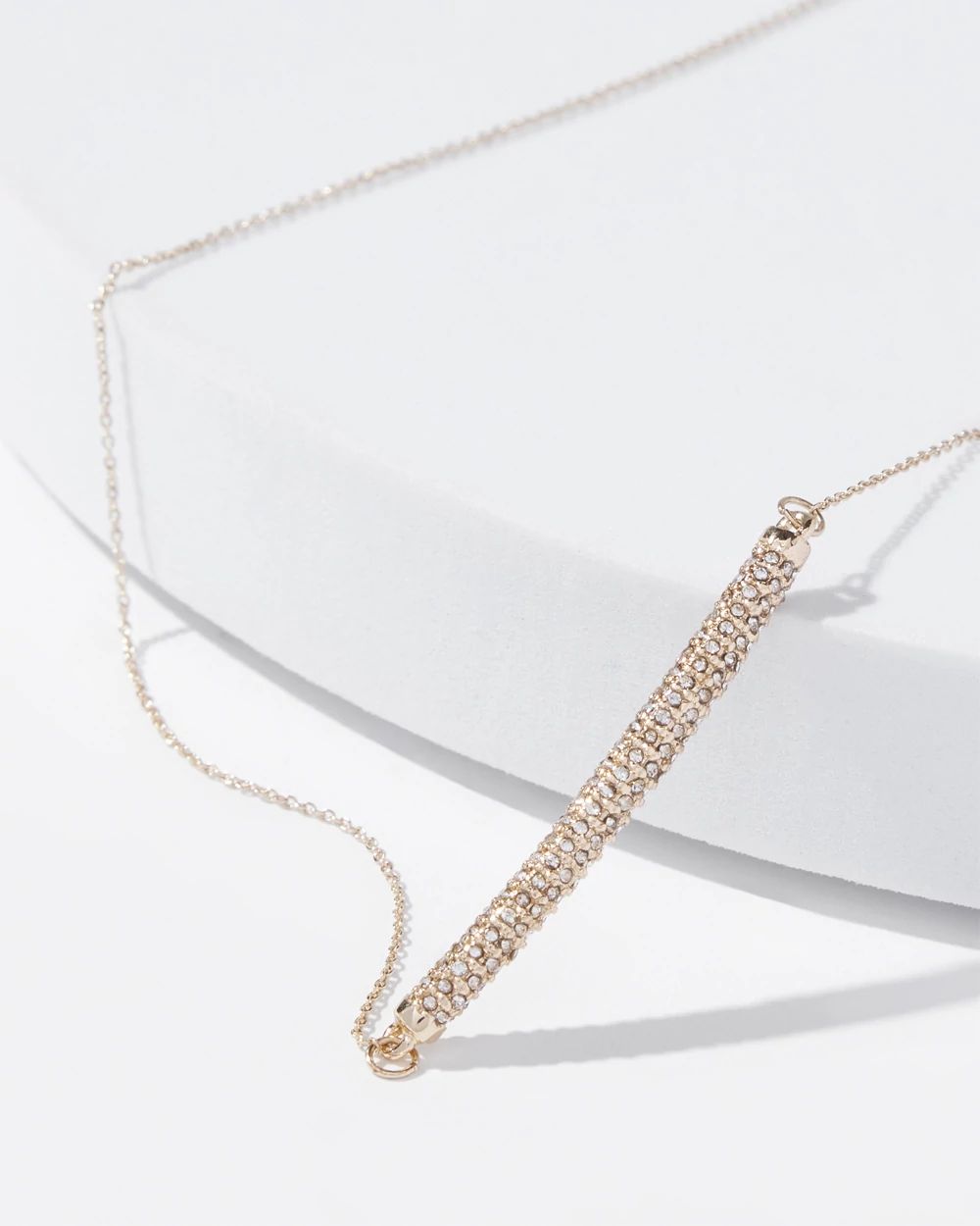 Gold Crystal Bar Single Strand Necklace