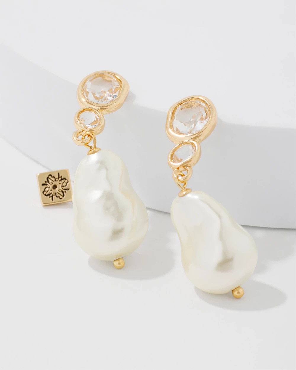 Crystal + Pearl Drop Earrings
