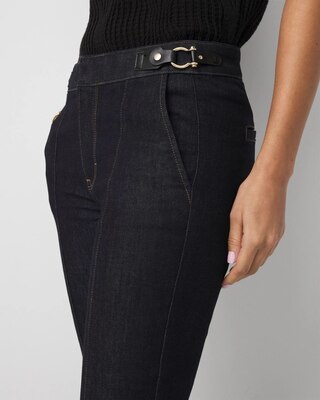 Petite Faux Leather Detail Bootcut Jean click to view larger image.