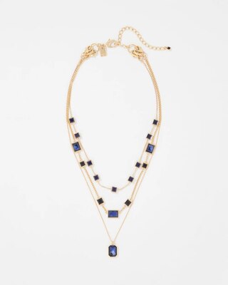 Dark Blue Glass Stones Convertible Necklace click to view larger image.