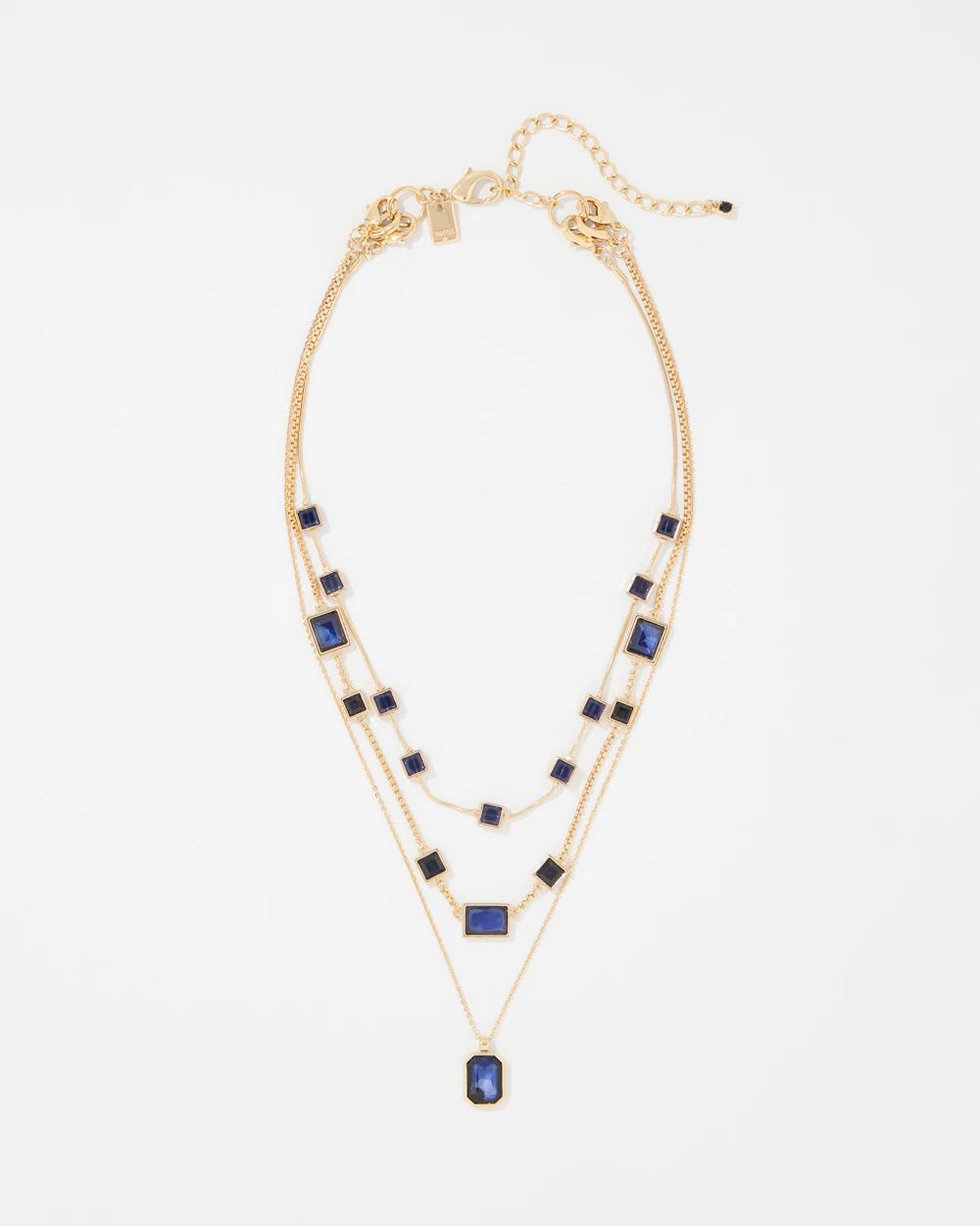 Dark Blue Glass Stones Convertible Necklace click to view larger image.