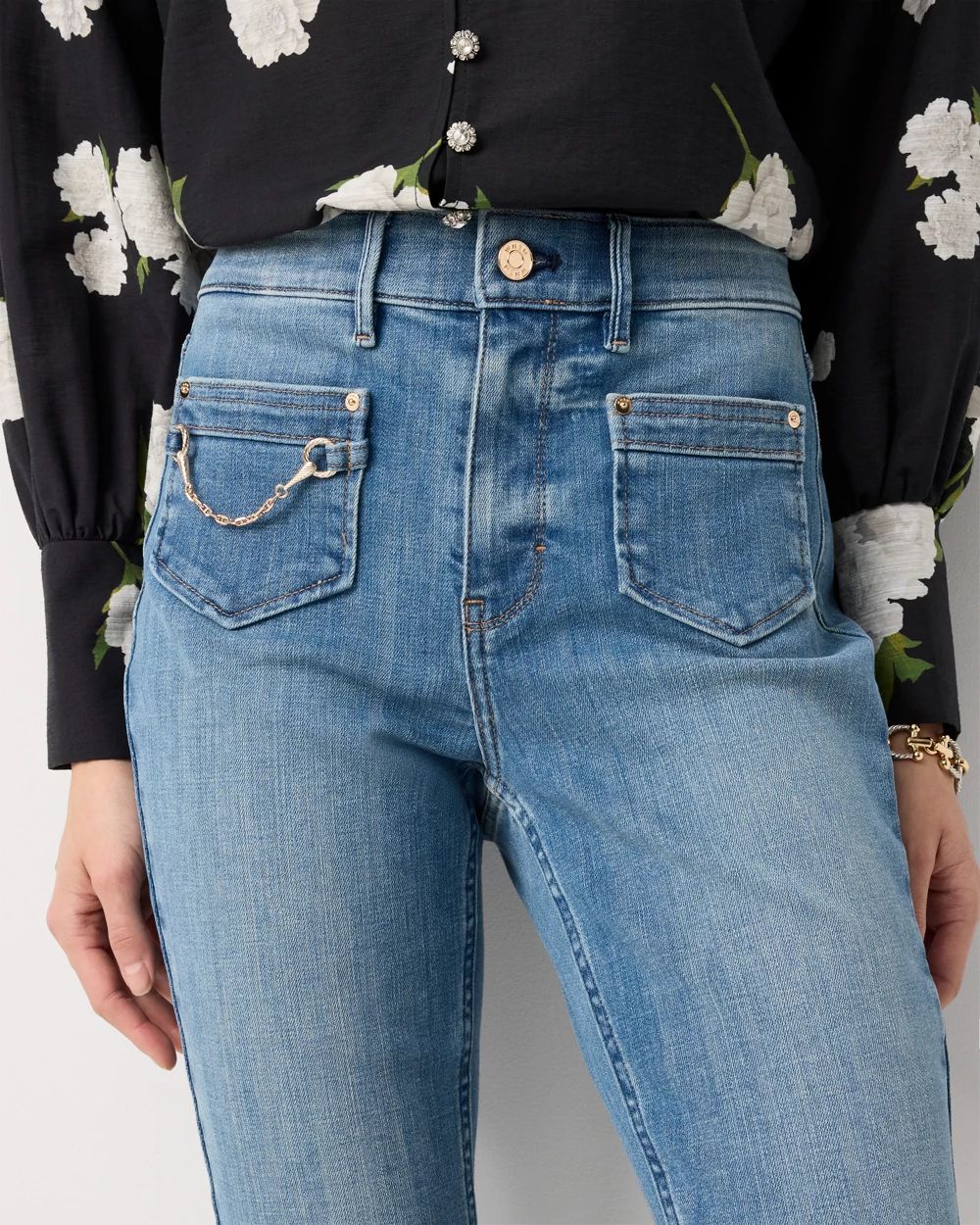 Charm Detail High Rise Kick Flare Jean