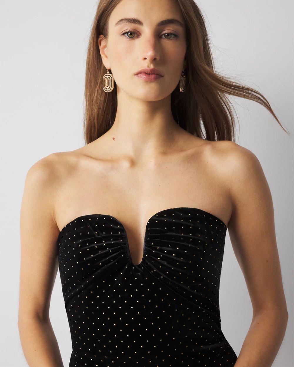 Strapless Studded Velvet Mini Dress click to view larger image.