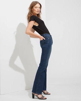Outlet WHBM Mid-Rise Essential Slimmer Skinny Flare Jeans click to view larger image.
