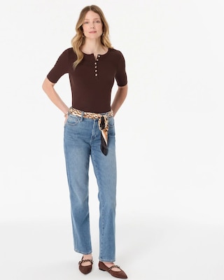 Elbow Sleeve Henley Top