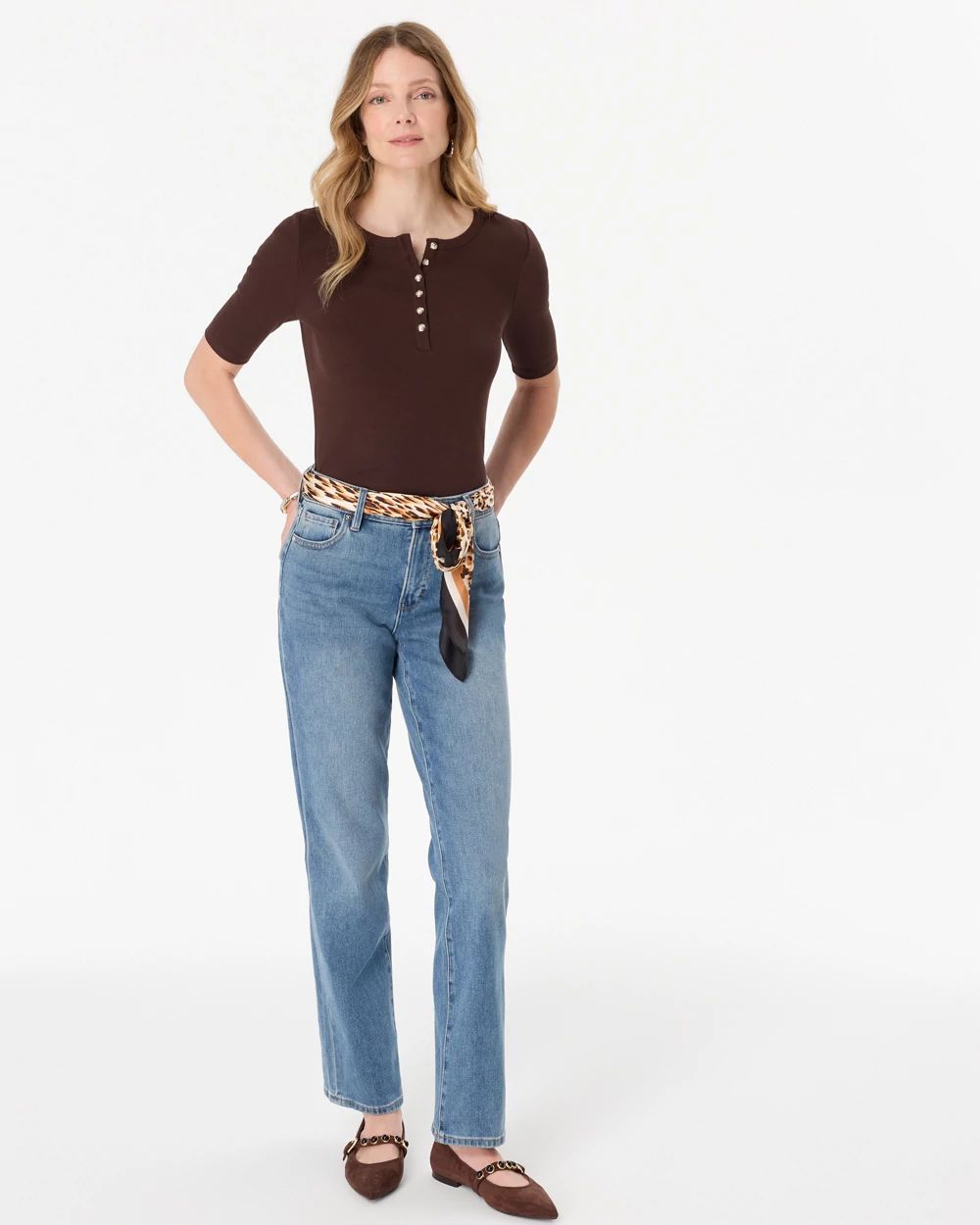 Elbow Sleeve Henley Top